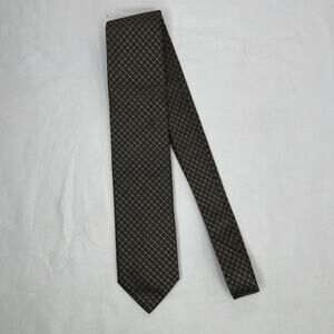 Andrew's Ties Made in Milano Italy, 100% Silk, green diamond print, classic.